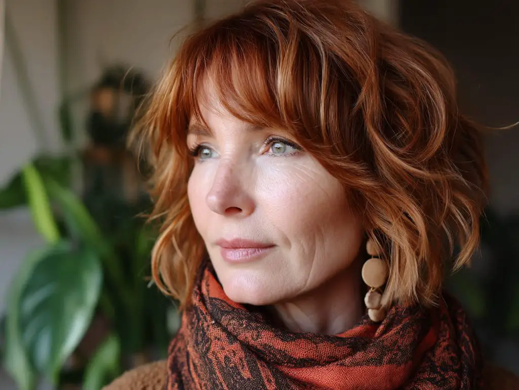 coupe femme 50 ans dégradé effilé avec frange