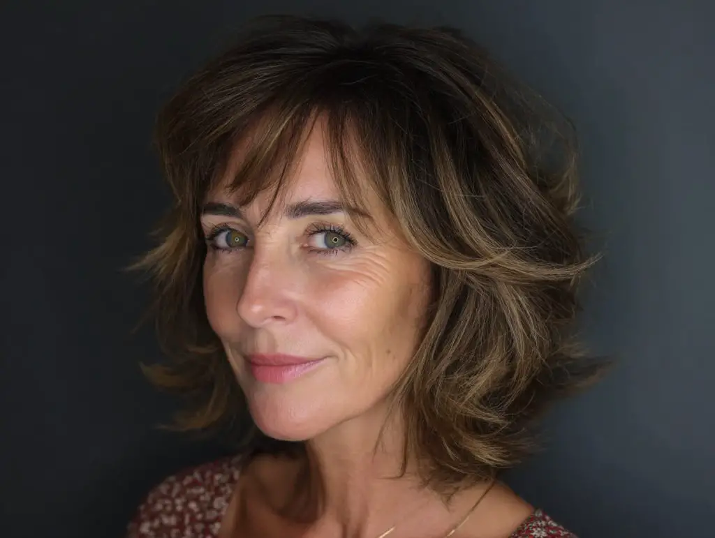 coupe femme 50 ans dégradé effilé avec frange